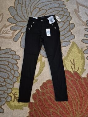 NWT Curve Appeal Curve Creator Skinny Black Jeans Womens Size 2, Sailor Buttons